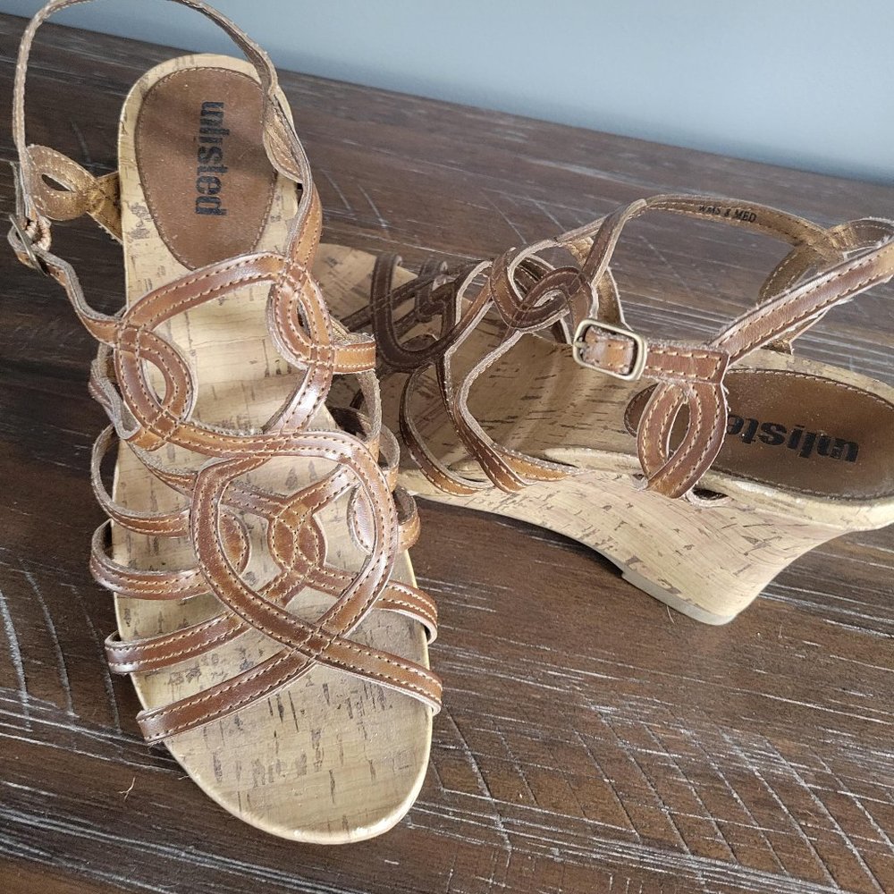 Cork Wedge Brown Shoes